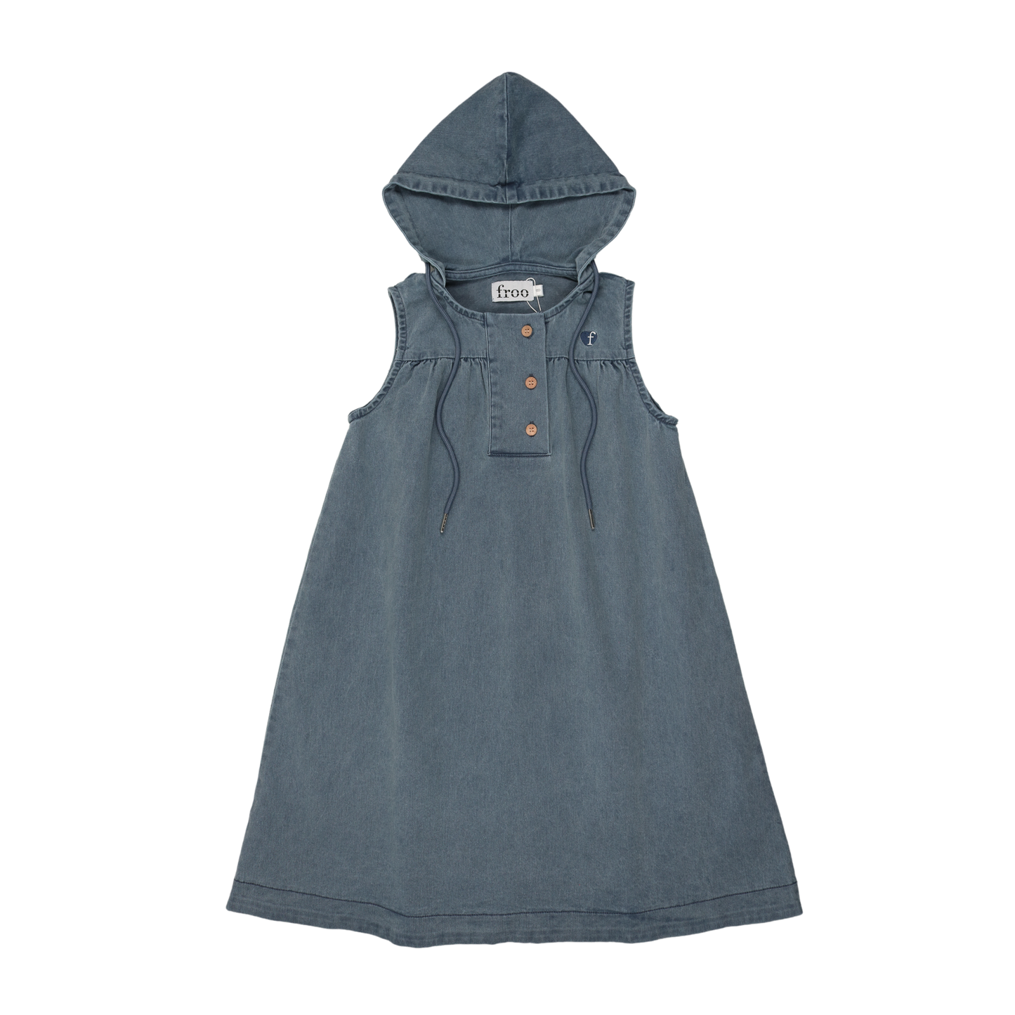 FROO STYLE BLUE DENIM HOODED DRESS