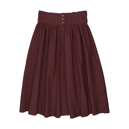 FROO STYLE BURGUNDY GATHERED WORDED SKIRT