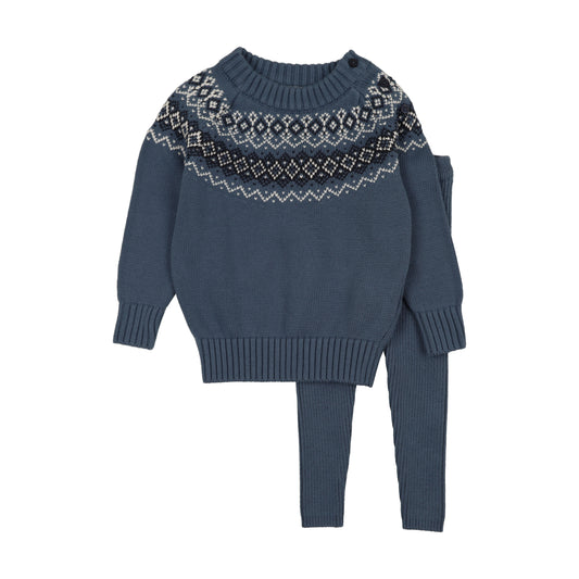 ANALOGIE BLUE HEIRLOOM KNIT SWEATER SET