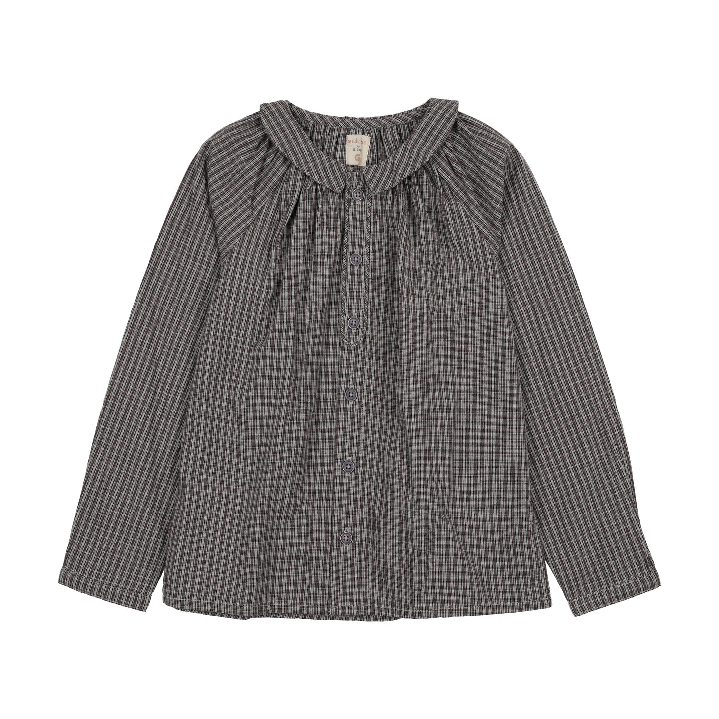 ANALOGIE GREY PLAID MANDERIN COLLAR SHIRT