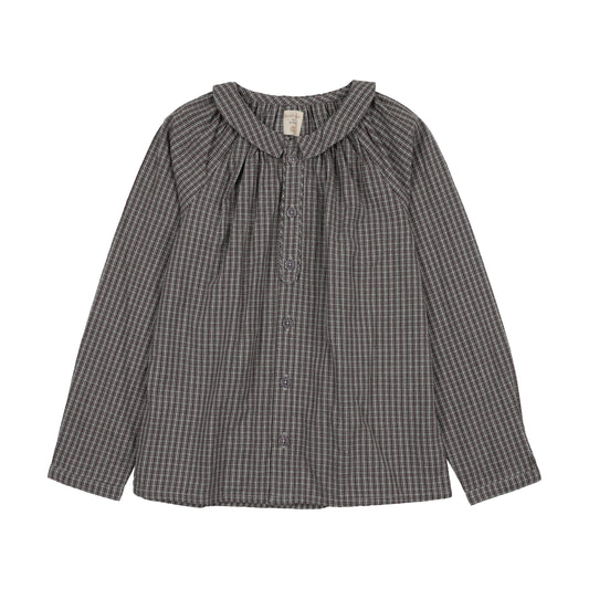 ANALOGIE GREY PLAID MANDERIN COLLAR SHIRT