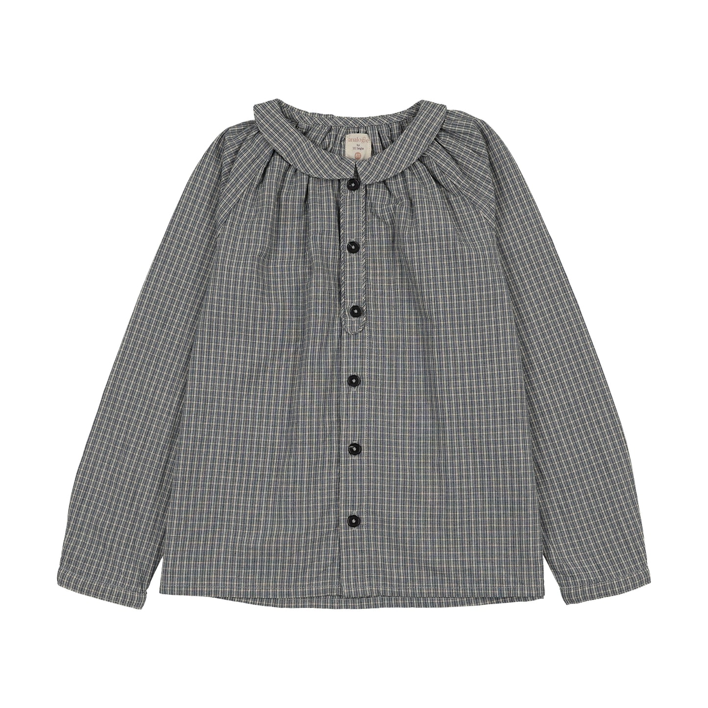 ANALOGIE BLUE PLAID MANDERIN COLLAR SHIRT