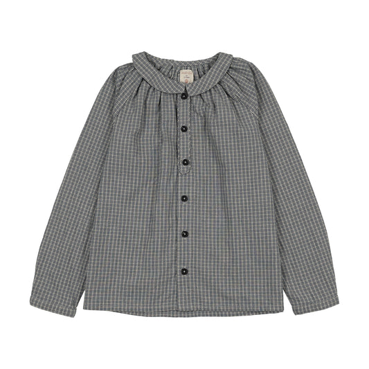 ANALOGIE BLUE PLAID MANDERIN COLLAR SHIRT