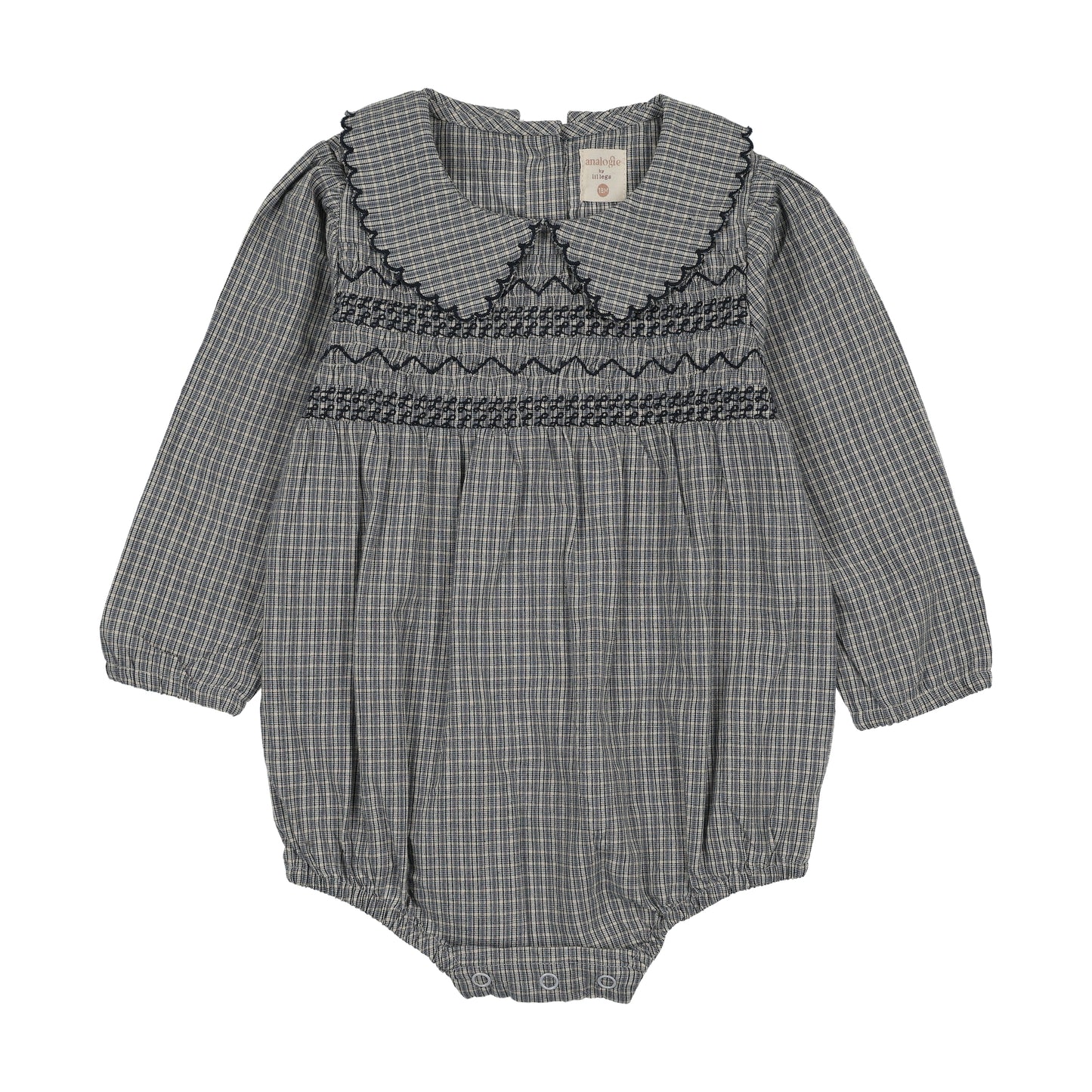 ANALOGIE BLUE PLAID SMOCKED ROMPER