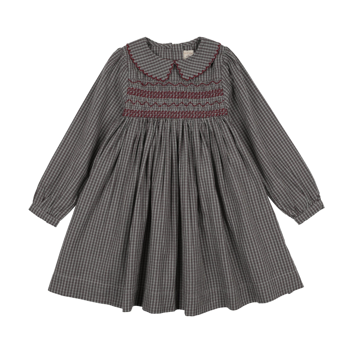 ANALOGIE GREY PLAID SMOCKED DRESS