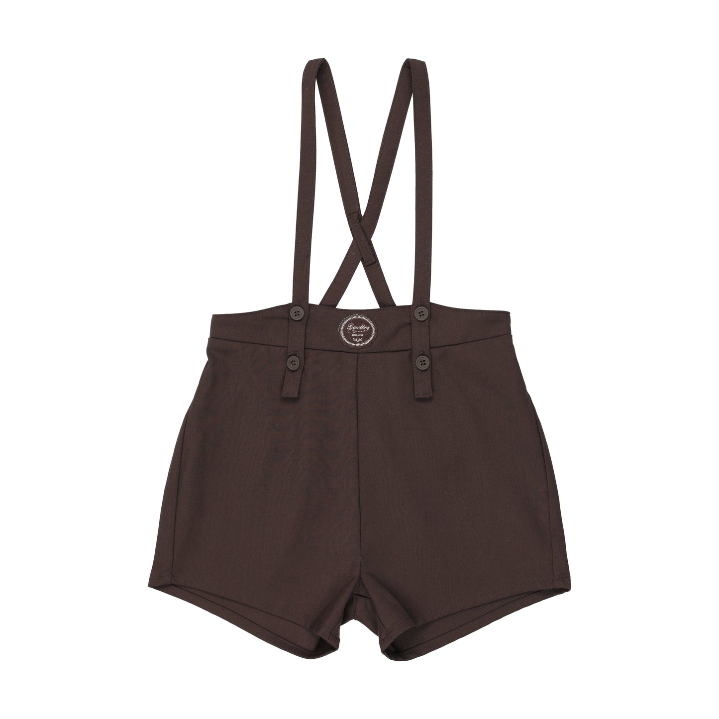 ANALOGIE CHOCOLATE BROWN PLAID EDITION BOYS OVERALL SHORTS