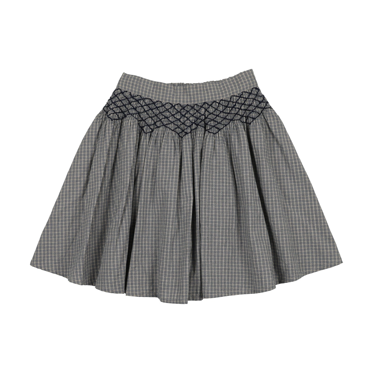ANALOGIE BLUE PLAID SMOCKED SKIRT