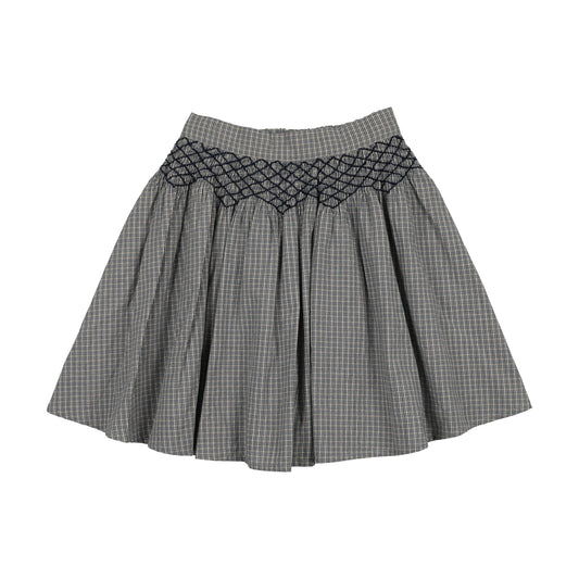 ANALOGIE BLUE PLAID SMOCKED SKIRT
