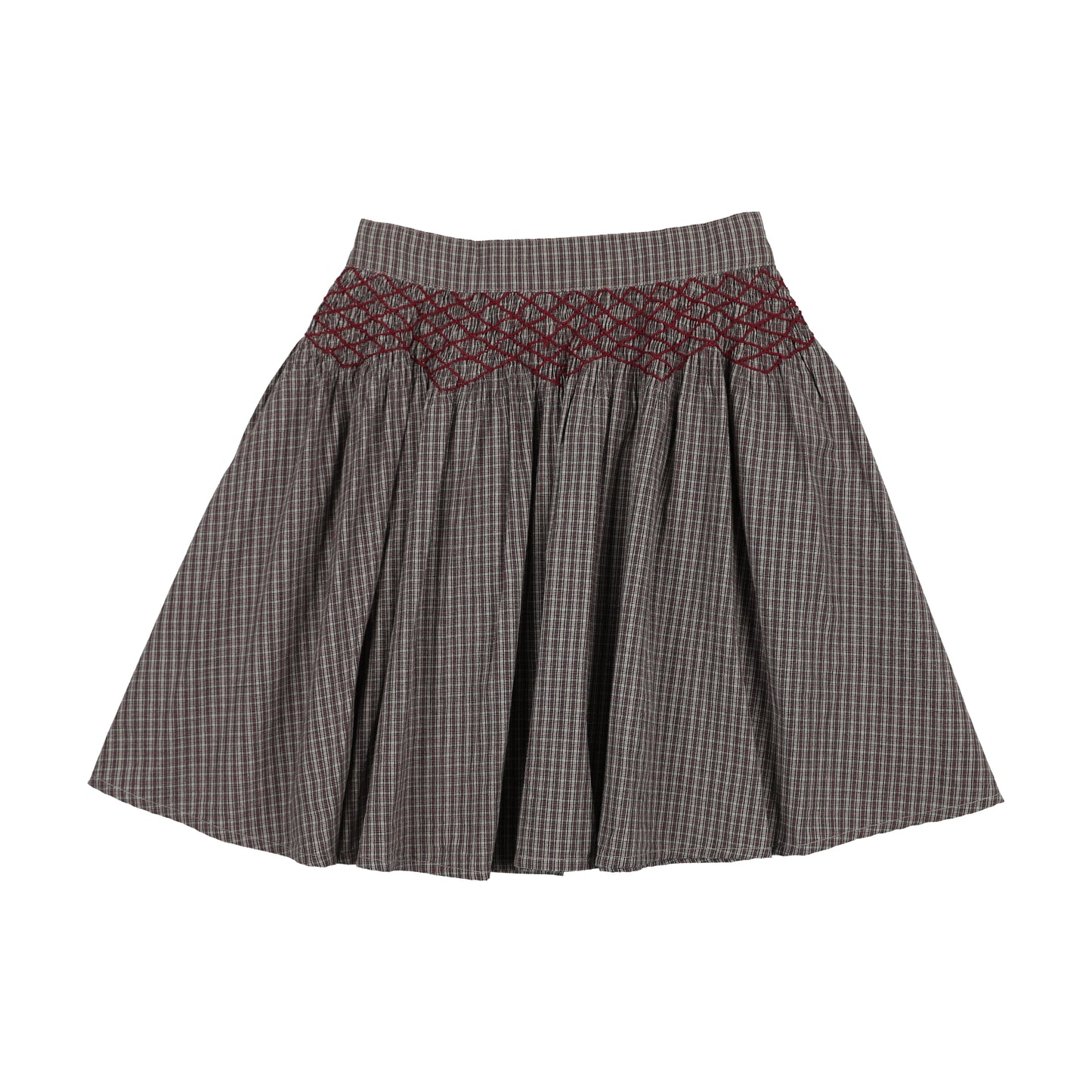 ANALOGIE GREY PLAID SMOCKED SKIRT