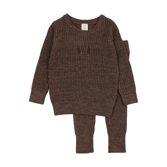 ANALOGIE BROWN MARLED CHUNKY KNIT SET