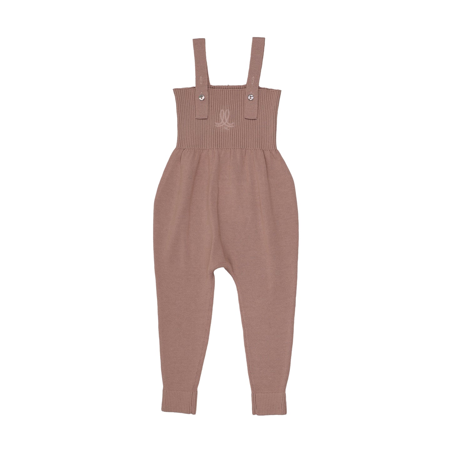ANALOGIE ROSE PINK KNIT EMBLEM OVERALLS