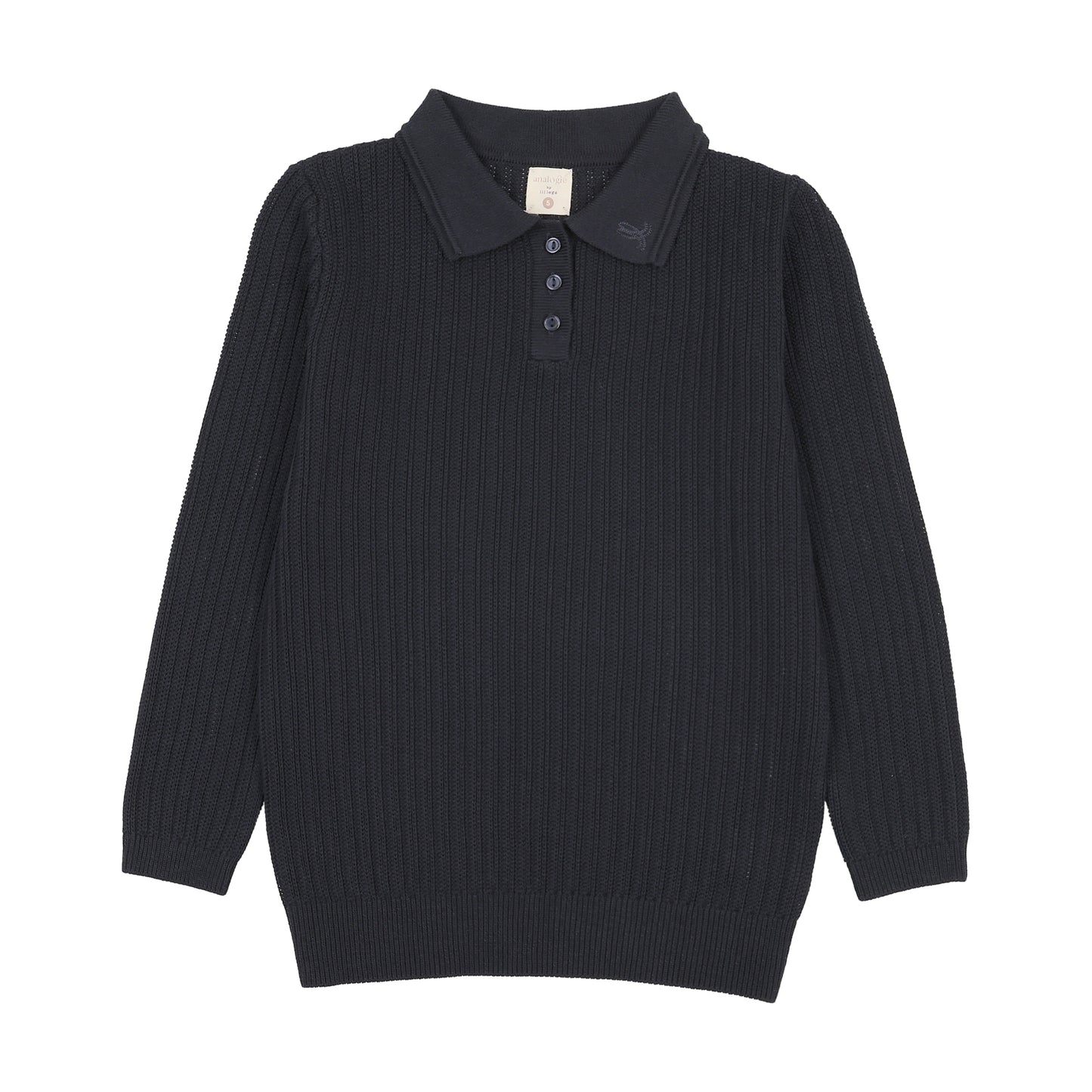 ANALOGIE NAVY RIBBED KNIT POLO