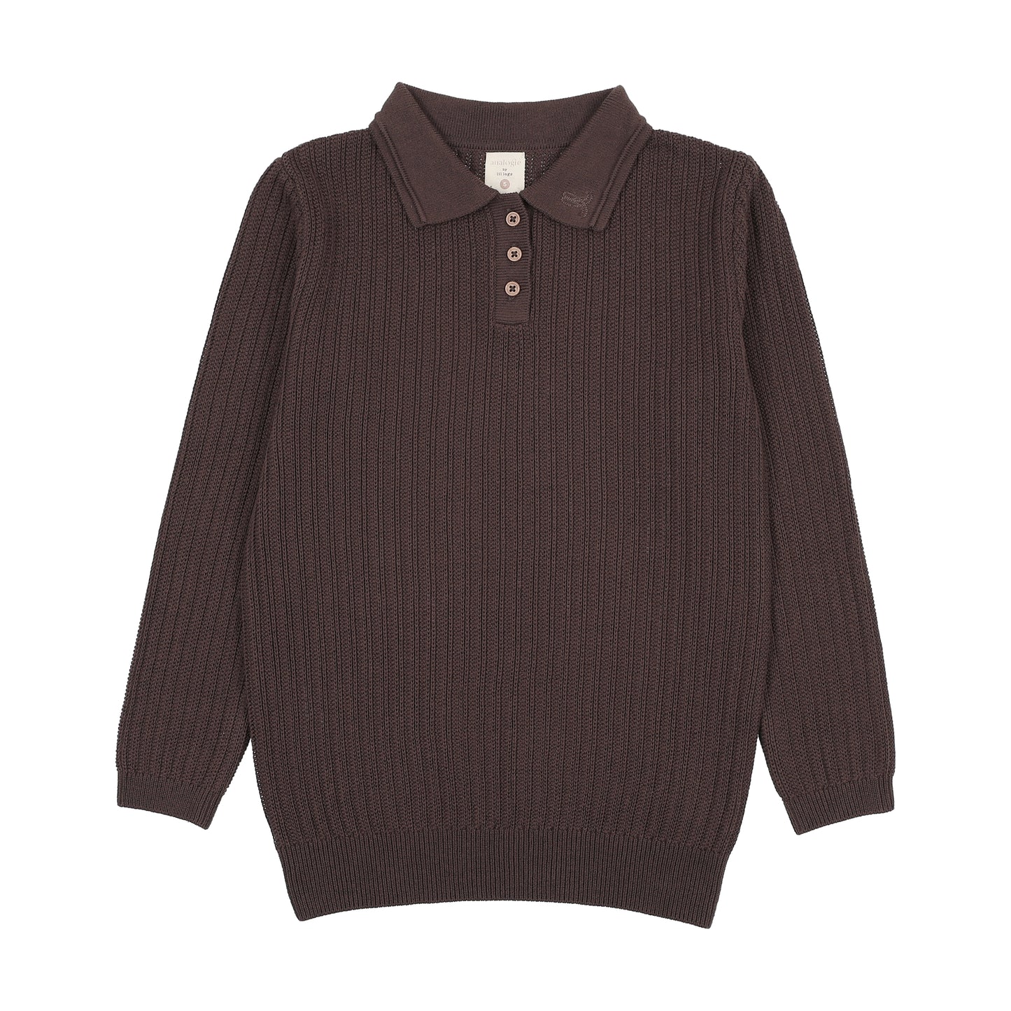 ANALOGIE BROWN RIBBED KNIT POLO
