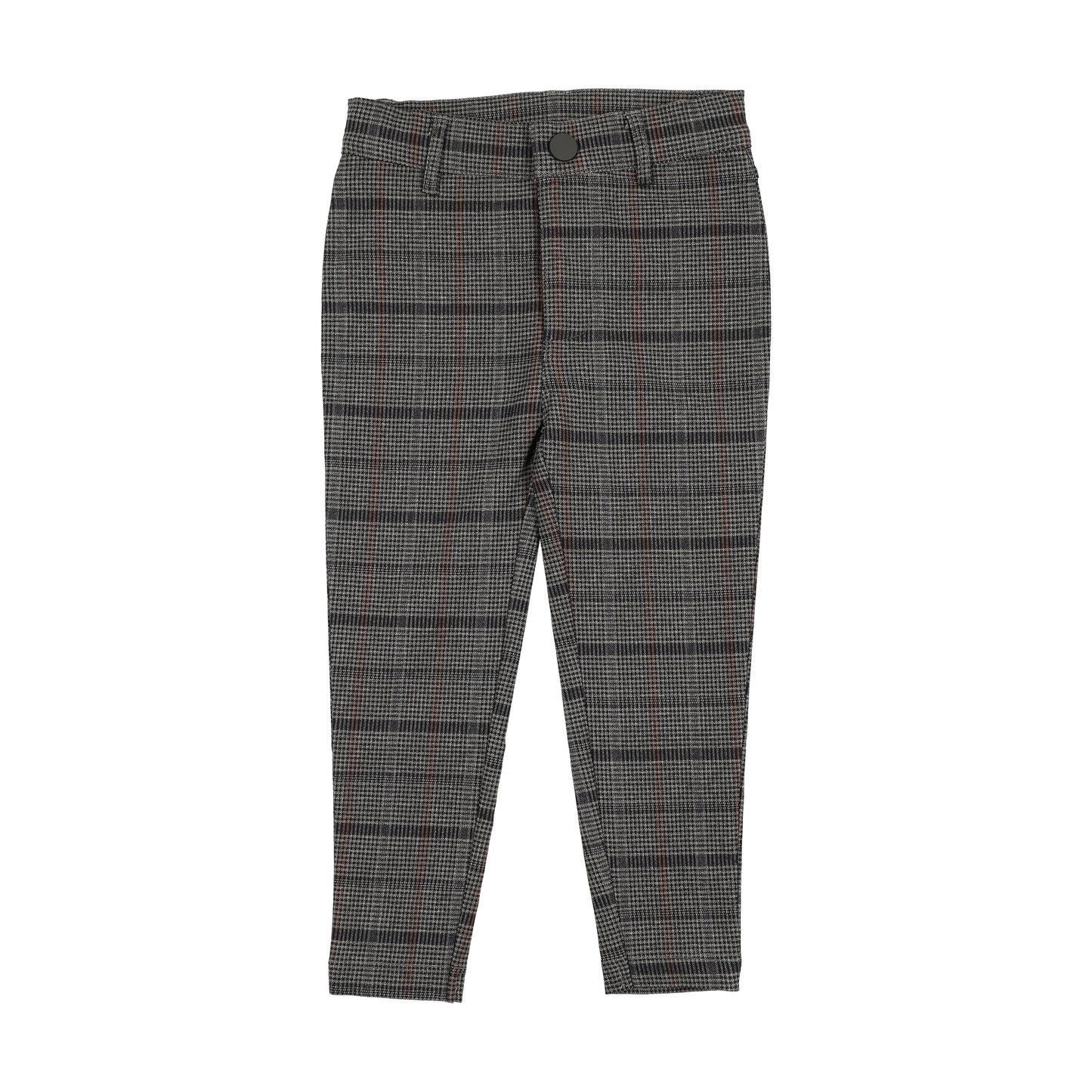 ANALOGIE GREY/BROWN HOUNDSTOOTH PLAID PANTS