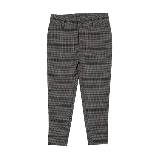 ANALOGIE GREY/BROWN HOUNDSTOOTH PLAID PANTS