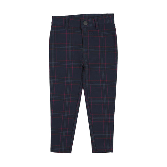 ANALOGIE NAVY/BURGUNDY PLAID PANTS