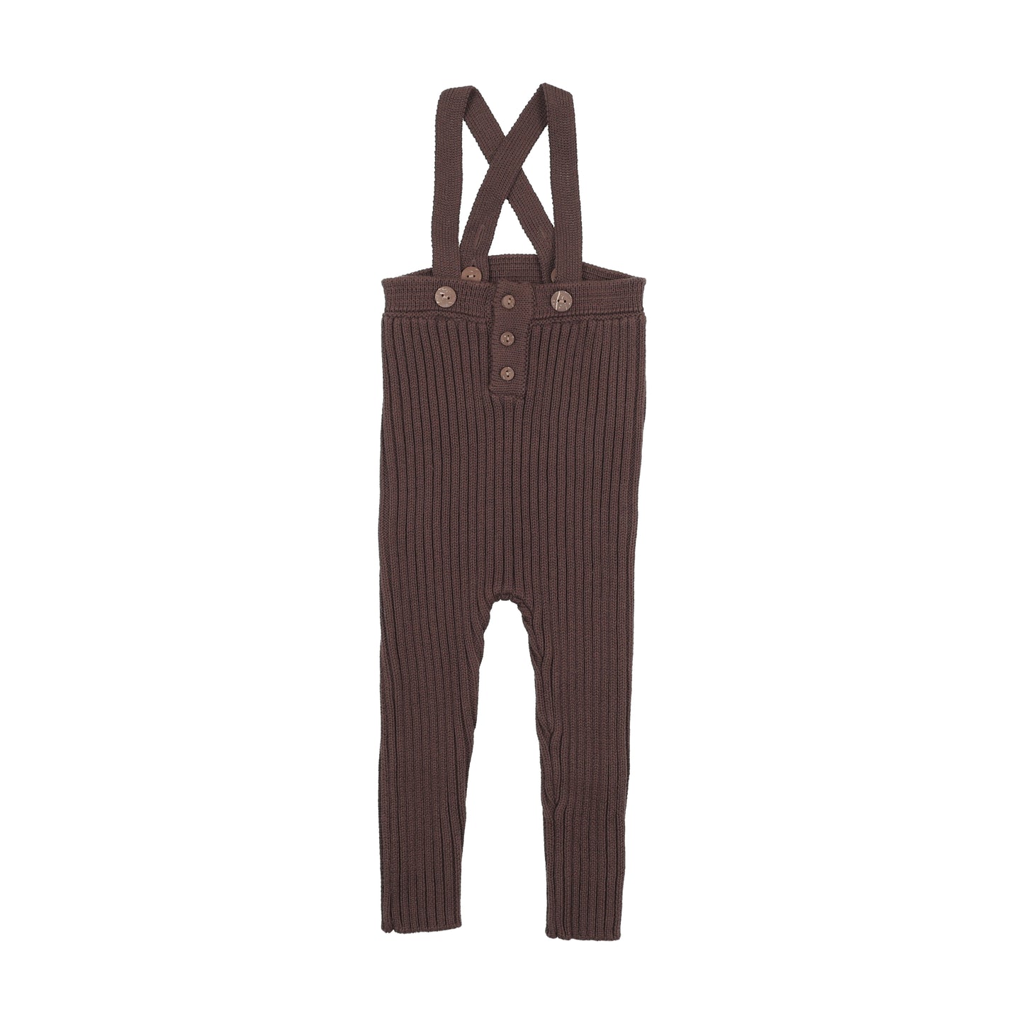 ANALOGIE BROWN CHUNKY RIBBED KNIT OVERALLS