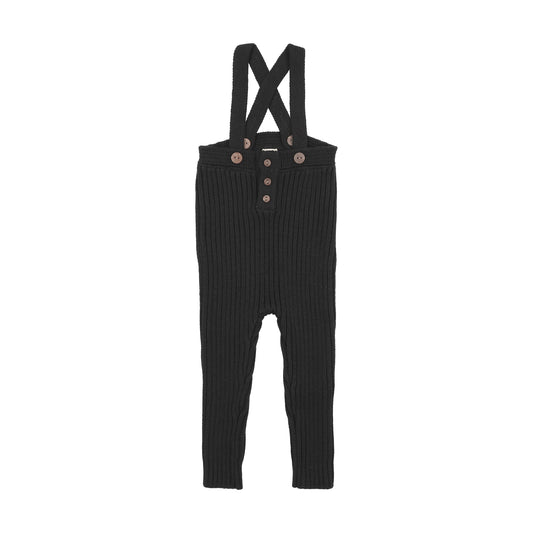 ANALOGIE BLACK CHUNKY RIBBED KNIT OVERALLS