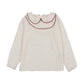 ANALOGIE CREAM/BURGUNDY EMBROIDERED SHIRT