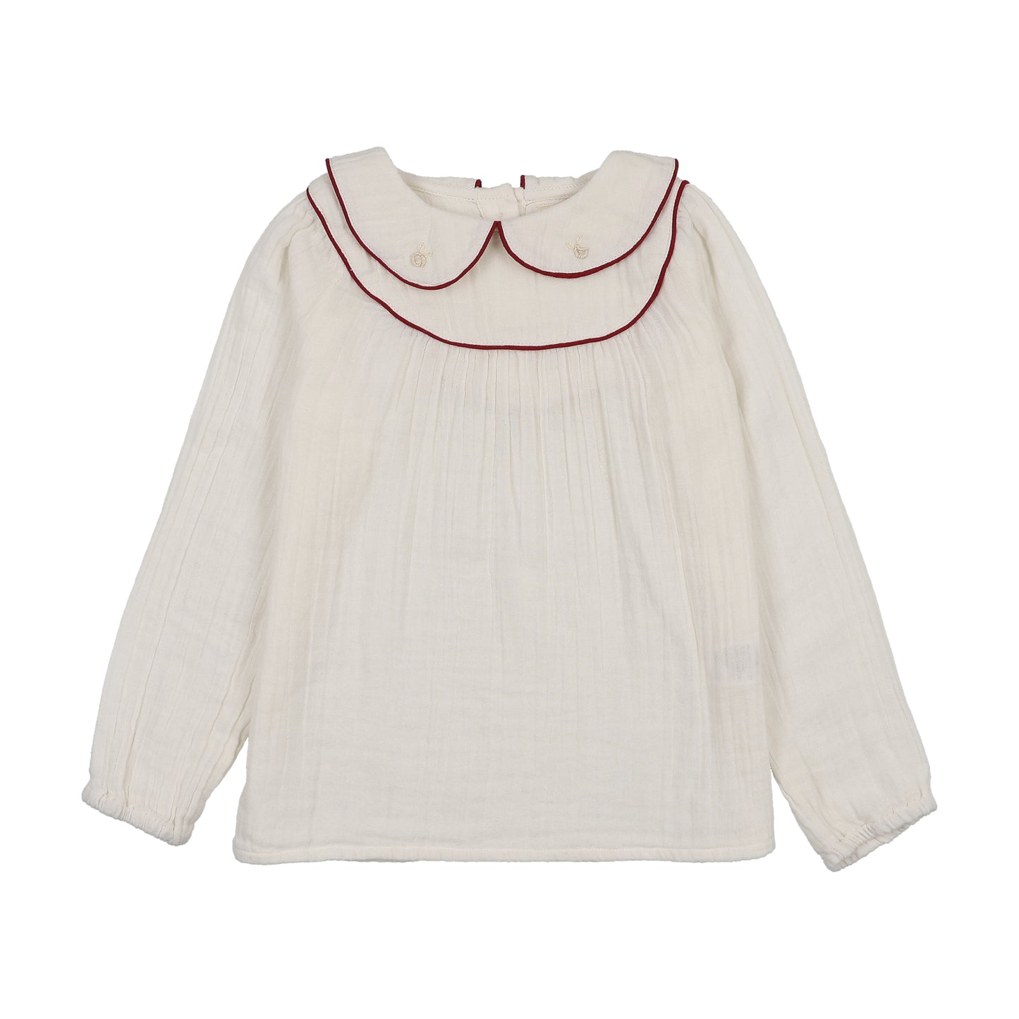 ANALOGIE CREAM/BURGUNDY EMBROIDERED SHIRT