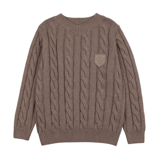 ANALOGIE OATMEAL CHUNKY V NECK SWEATER