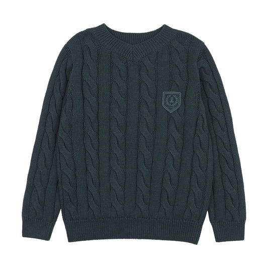 ANALOGIE DEEP TEAL CHUNKY V NECK SWEATER