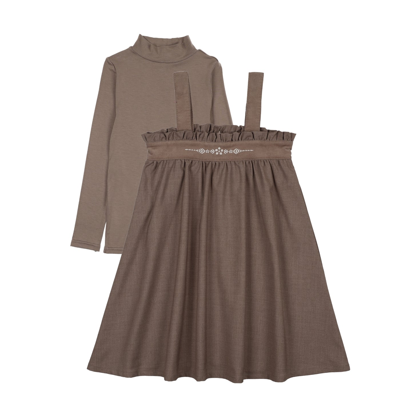 LIL LEGS OATMEAL EMBROIDERED MAXI MOCKNECK SET