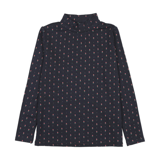 ANALOGIE NAVY/DENIM PRINT MOCKNECK