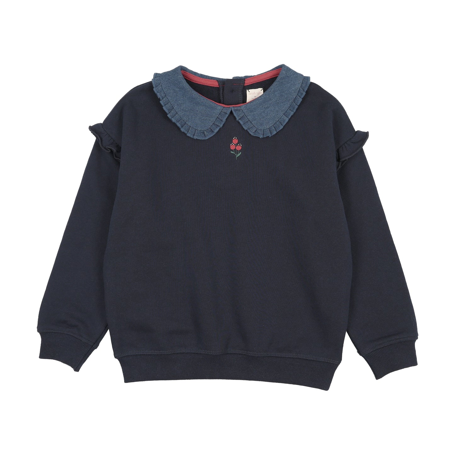 ANALOGIE NAVY/DENIM RUFFLE COLLAR SWEATSHIRT