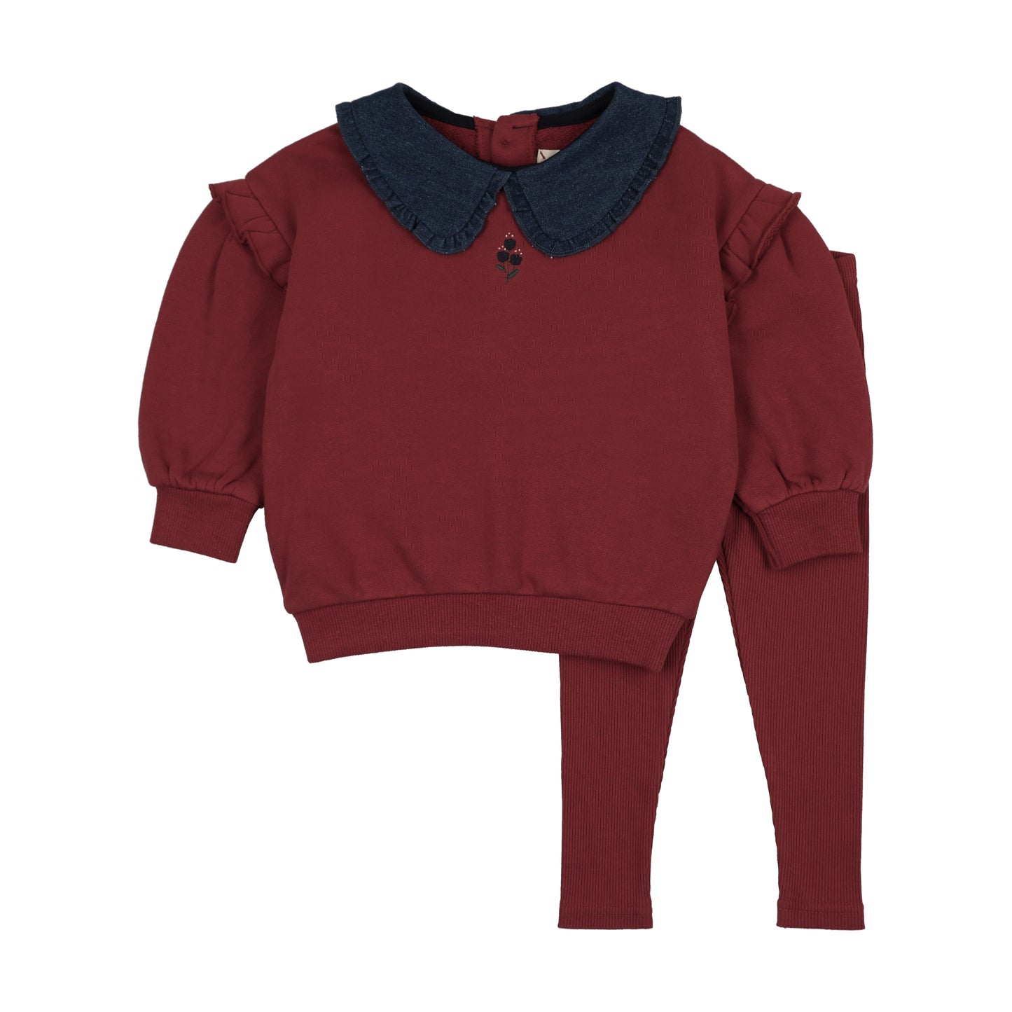 ANALOGIE VINTAGE RED/DENIM COLLAR SWEATSHIRT SET