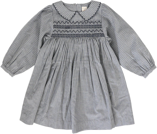 ANALOGIE BLUE PLAID SMOCKED DRESS