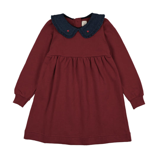 ANALOGIE VINTAGE RED/DENIM COLLAR SWEATSHIRT DRESS