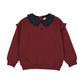 ANALOGIE VINTAGE RED/DENIM COLLAR RUFFLE SWEATSHIRT