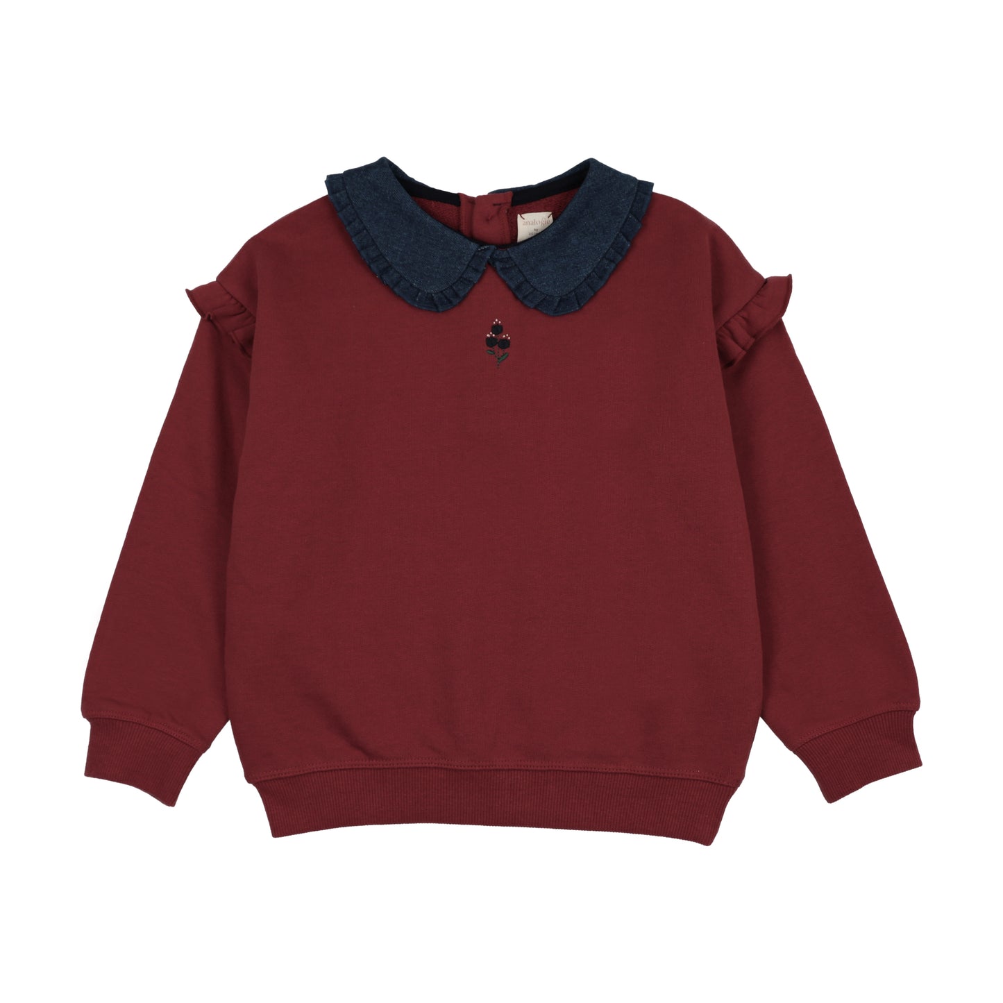 ANALOGIE VINTAGE RED/DENIM COLLAR RUFFLE SWEATSHIRT
