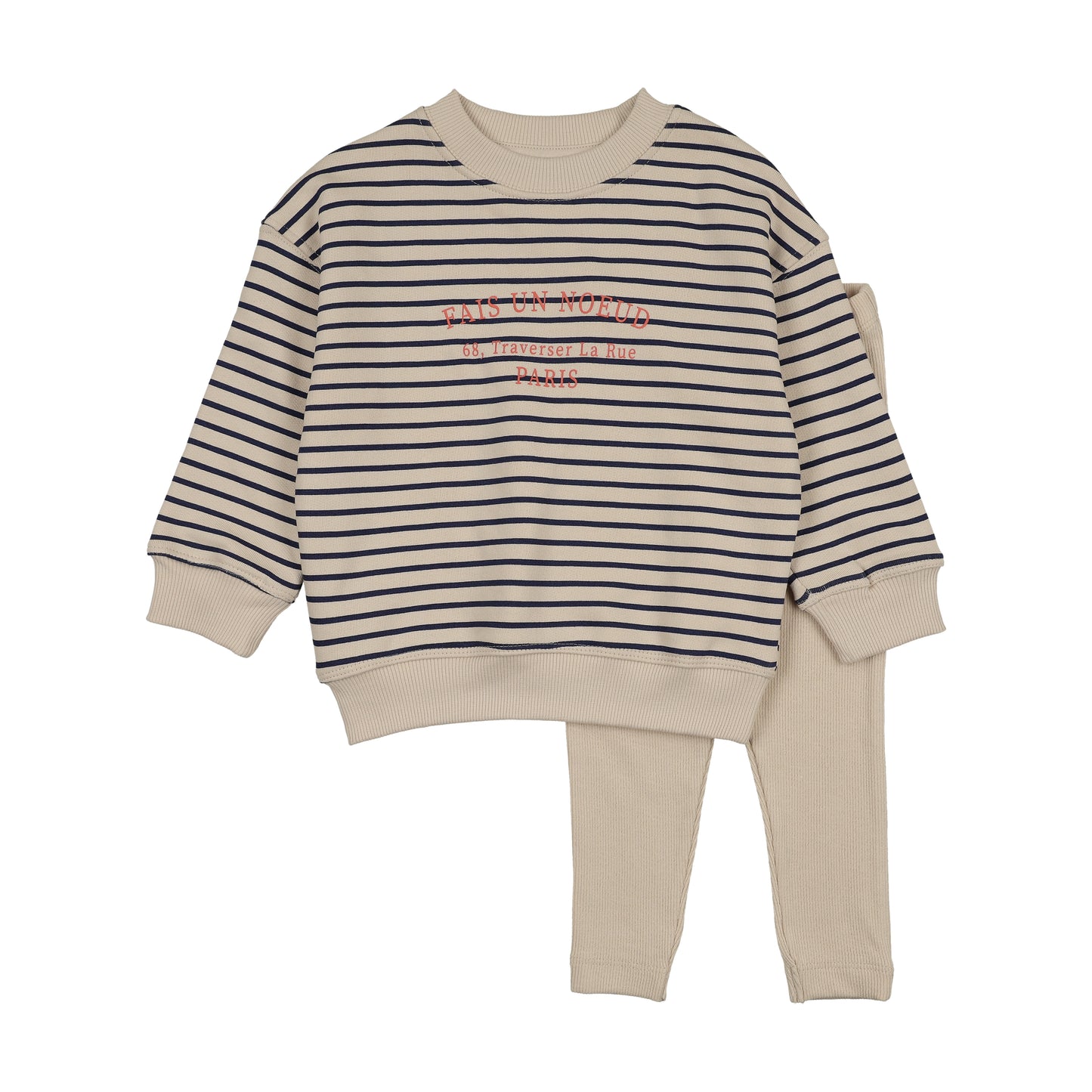 ANALOGIE CREAM/NAVY STRIPE SWEATSHIRT SET