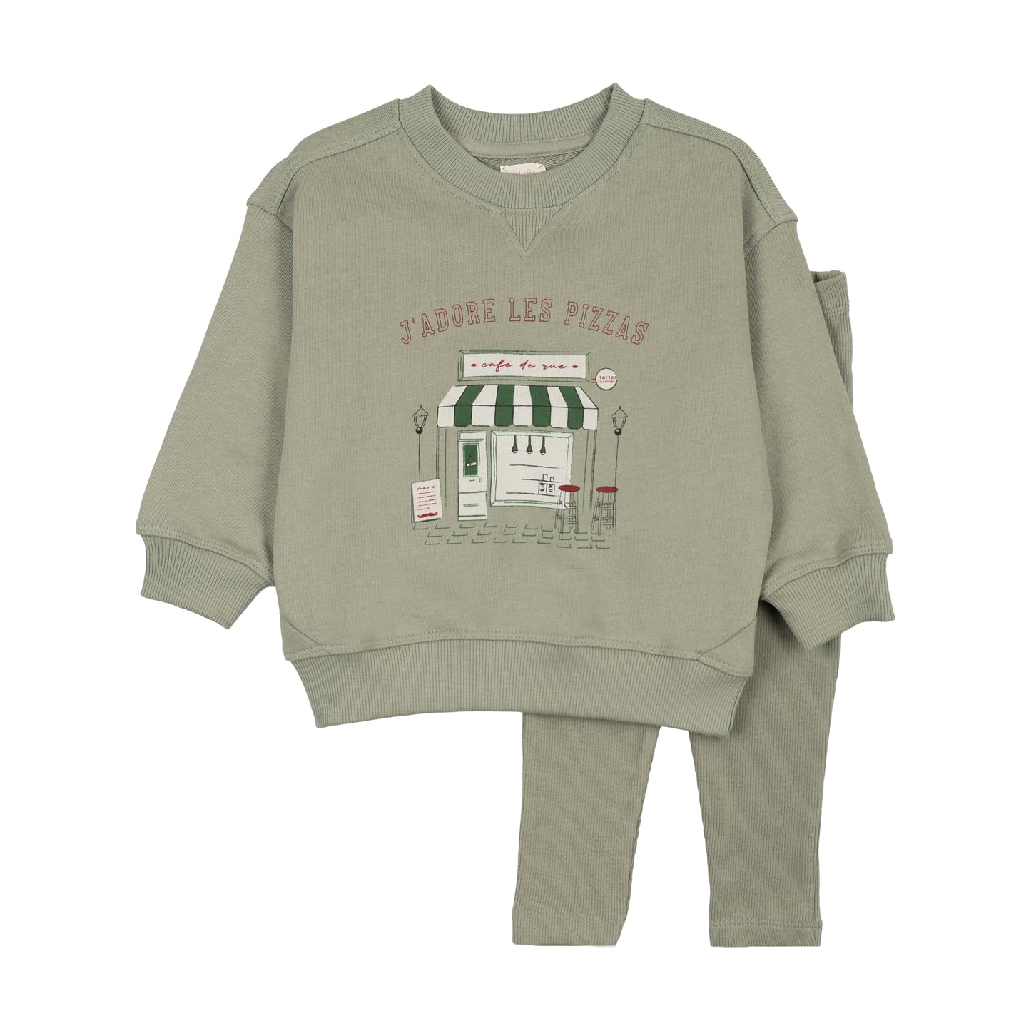 ANALOGIE DRIED GREEN CAFE BOY SWEATSHIRT SET