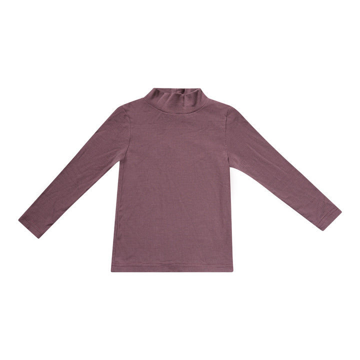 NUMU PLUM GINGHAM MOCKNECK