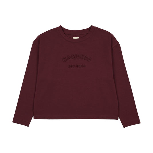 ANALOGIE BURGUNDY DENIM DAY GIRLS BOXY TEE