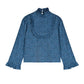 TANGERINE BLUE FLORAL RUFFLE TRIM BLOUSE