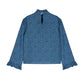TANGERINE BLUE FLORAL RUFFLE TRIM BLOUSE