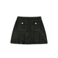 TANGERINE OLIVE GREEN CORDUROY PLEAT SKIRT