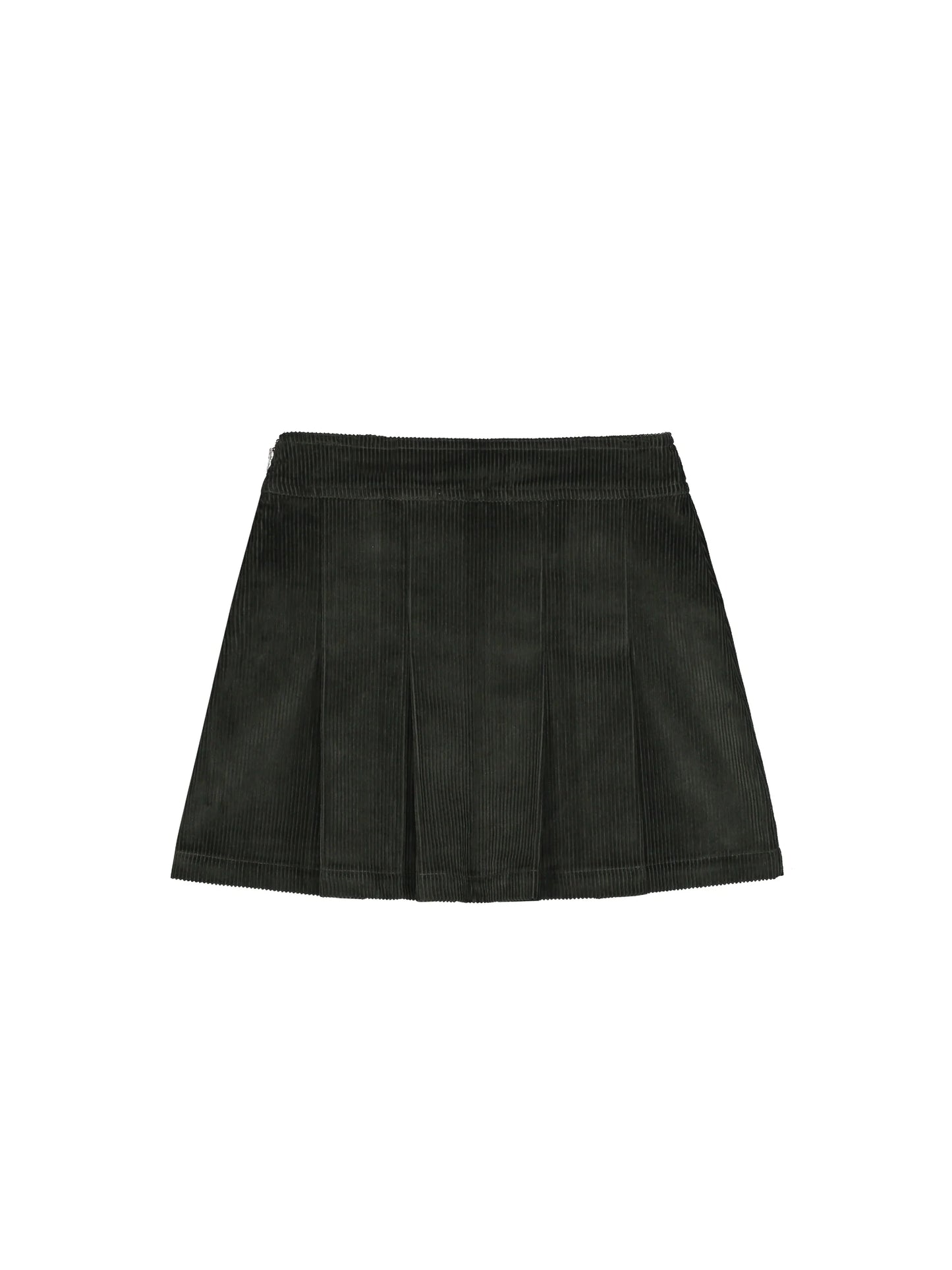 TANGERINE OLIVE GREEN CORDUROY PLEAT SKIRT