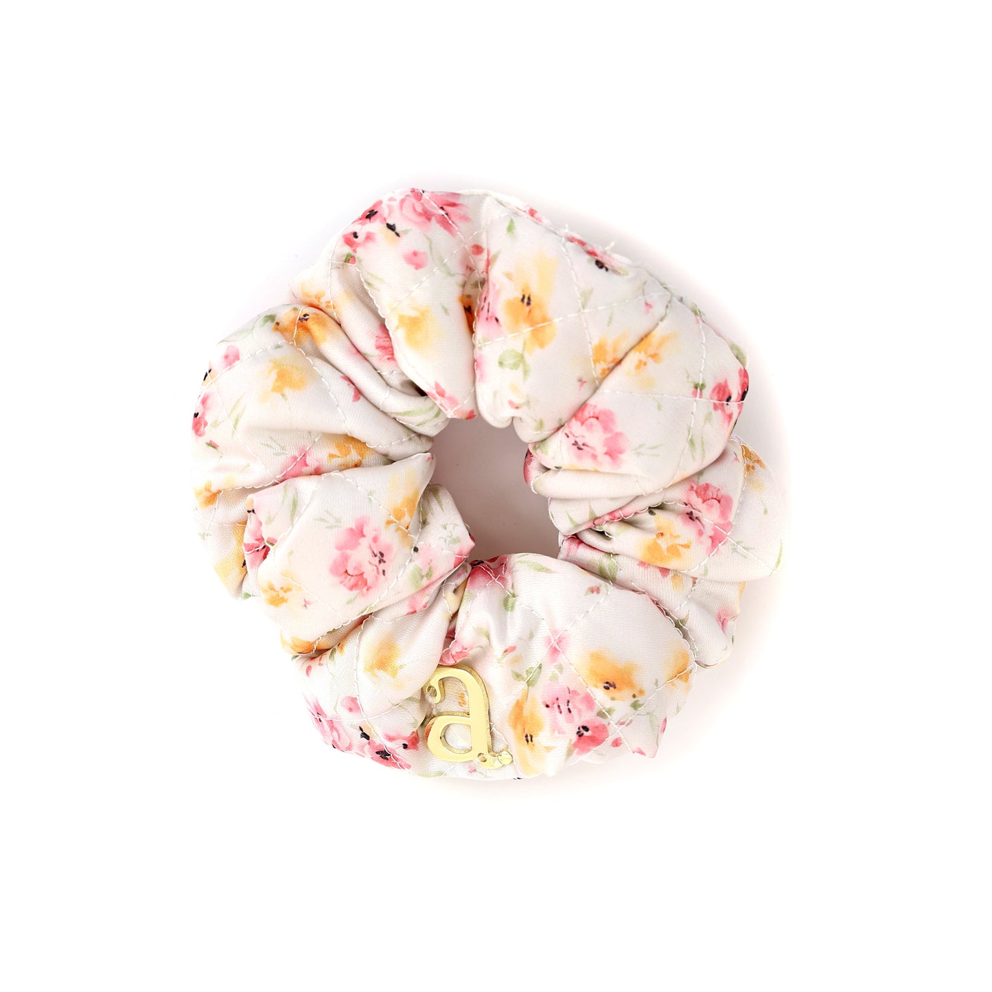 ARCHI FLORAL SATIN QUILTED SCRUNCHIE [FINAL SALE]