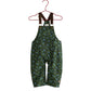 PLEASE MOM GREEN DENIM FLORAL POCKET OVERALLS