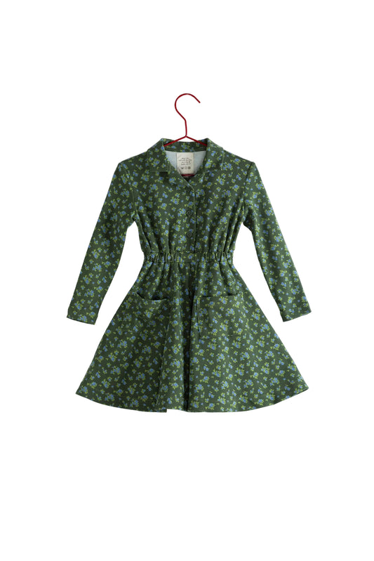 PLEASE MOM GREEN FLORAL WAISTED COLLAR DRESS