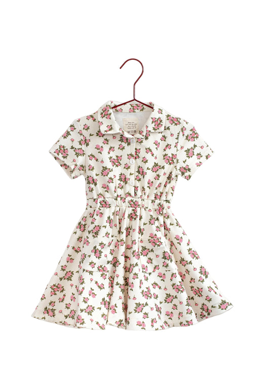 PLEASE MOM CREAM CONFETTI FLORAL SS COLLAR DRESS