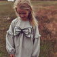 LRDM PETITS GREY GATHERED BOW DRESS