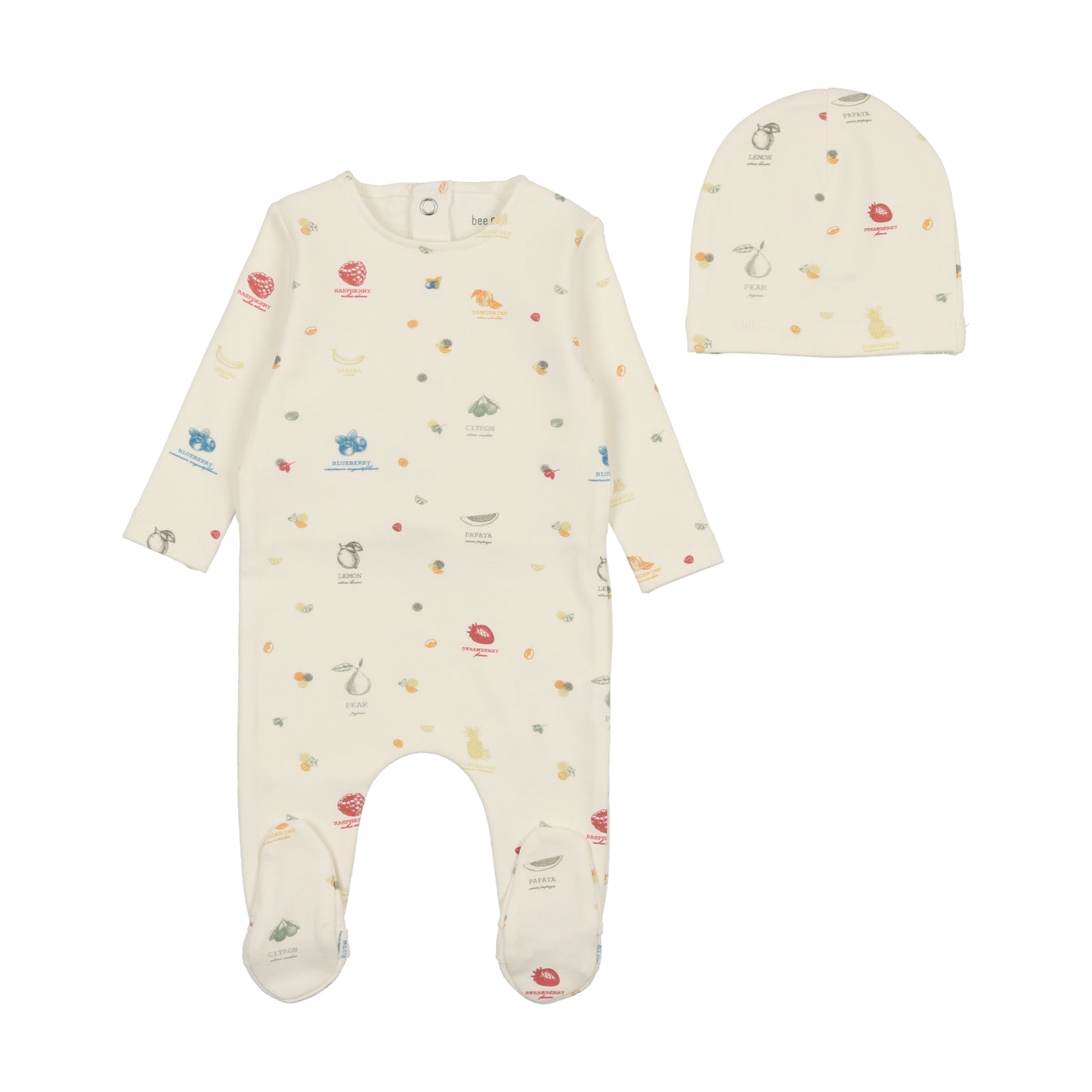 BEE & DEE BOYS FRUIT PRINT FOOTIE WITH BEANIE