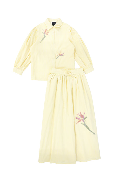 GEM PALE YELLOW EMBELLISHED BLOUSE SET