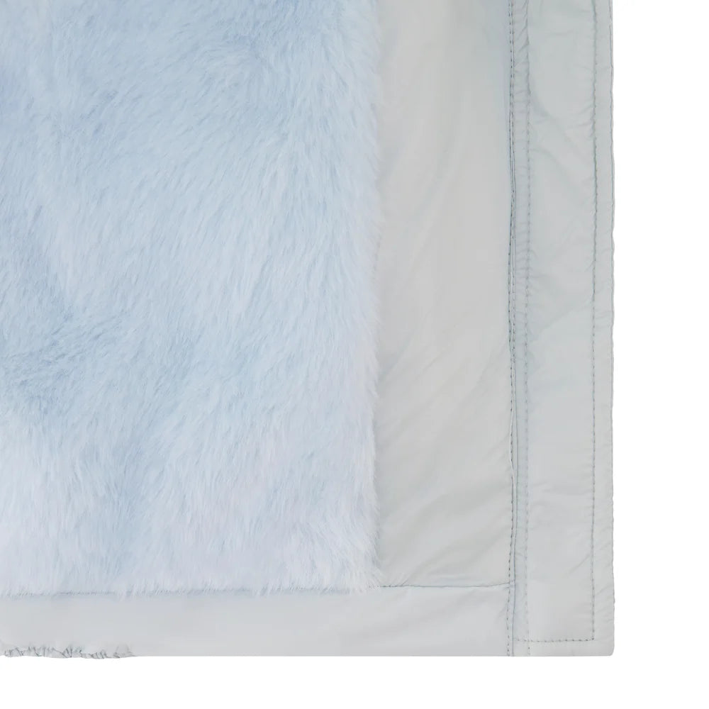 SCOTCH BONNET LIGHT BLUE FUR TRIM DOUBLE BREASTED PUFFER COAT